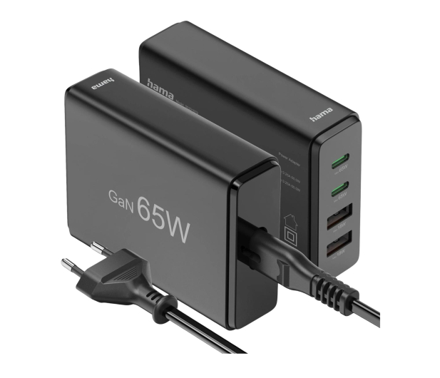 HAMA Stacja ładująca o mocy 65W 2X USB-C 2X USB-A CZARNA - 1331322 - zdjęcie 2